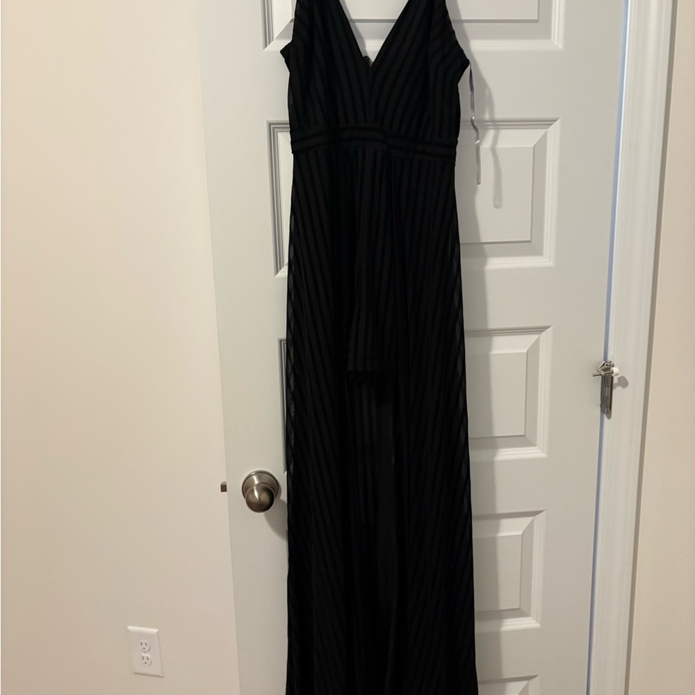 Elegant Black Striped Romper